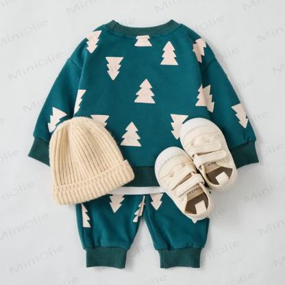 Baby Toddler Green Christmas Tree 2-piece Sweatshirt Set - image 2