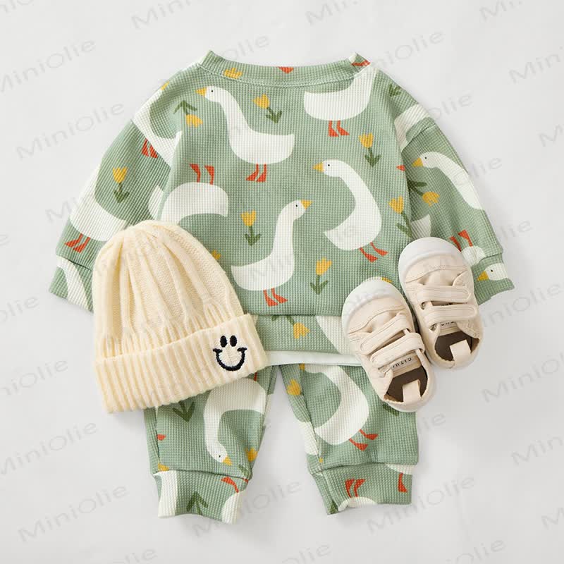 Baby Goose Grey Green Waffle 2-piece Set - image 3