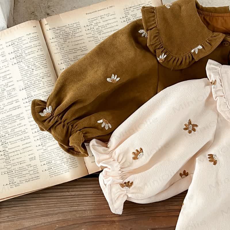 Baby Girl 2-piece Cord Embroidered Flower Set - image 11