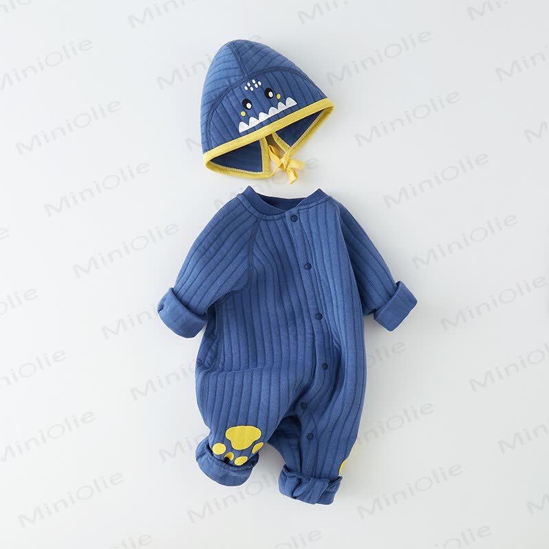 Baby Cartoon Quilted Romper - Blue - 18-24M - image 1