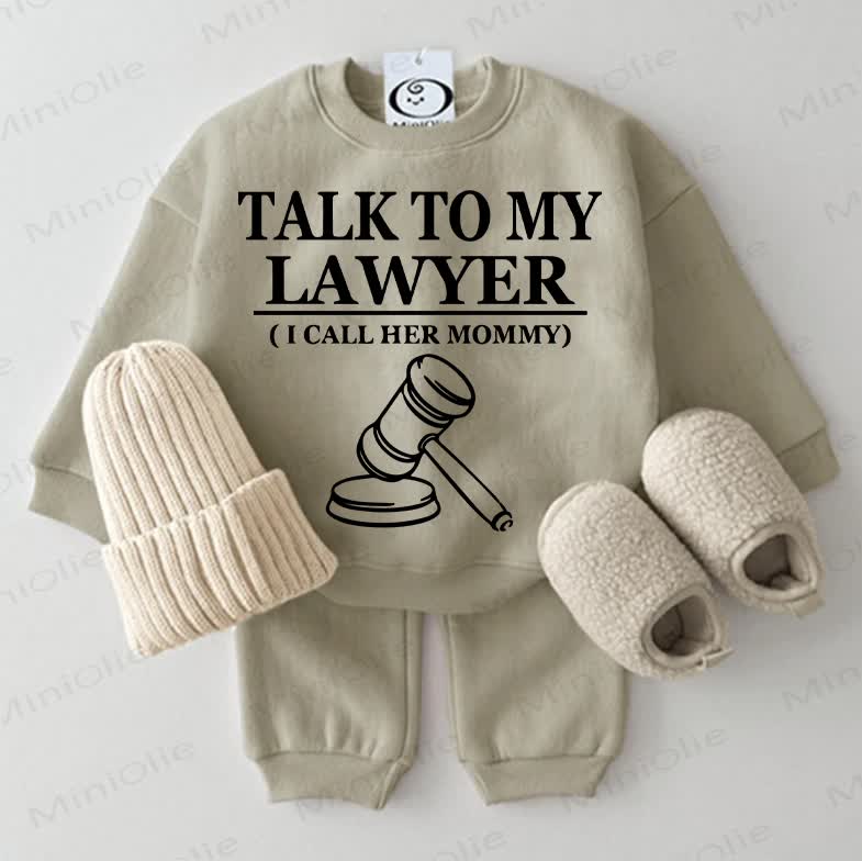 TALK TO MY LAWYER (I CALL HER MOMMY) Baby Sweatshirt 2-piece Grey Green Set - Grey Green - 2-3T - image 1