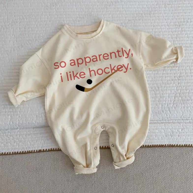 SO APPARENTLY, I LIKE HOCKEY. Baby Beige Romper - Beige - 2-3T - image 1