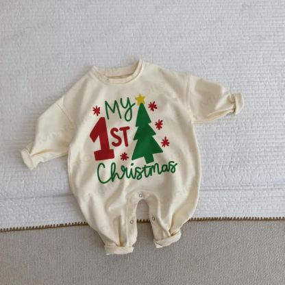 MY 1ST CHRISTMAS Baby Toddler Cat Beige Romper - Beige - 2-3T - image 1