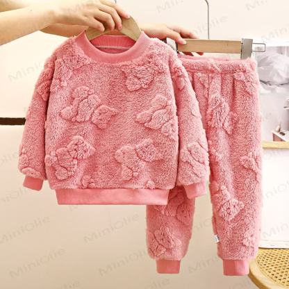 Toddler Kid Fleece Bear 2-piece Set - Pink - 12Y - image 1