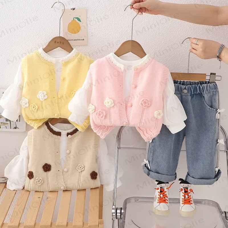 Baby Toddler Girl Flower Bow 3-piece Set - image 1