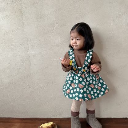 Baby Toddler Girl Flower Bear Green Sleeveless Dress - Green Dress - 5-7T - image 1