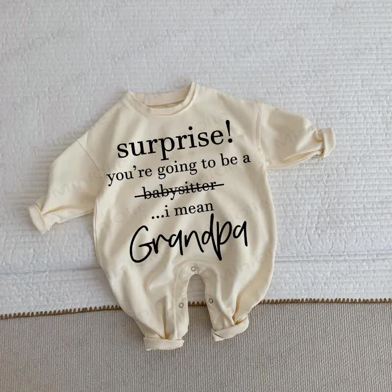 SURPRISE! YOU'RE GOING TO BE A GRANDPA Baby Beige Romper - Beige - 2-3T - image 1