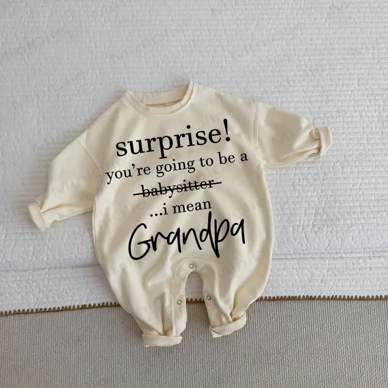 SURPRISE! YOU'RE GOING TO BE A GRANDPA Baby Beige Romper - Beige - 2-3T - image 1