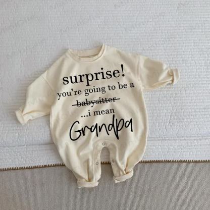 SURPRISE! YOU'RE GOING TO BE A GRANDPA Baby Beige Romper - Beige - 2-3T - image 1