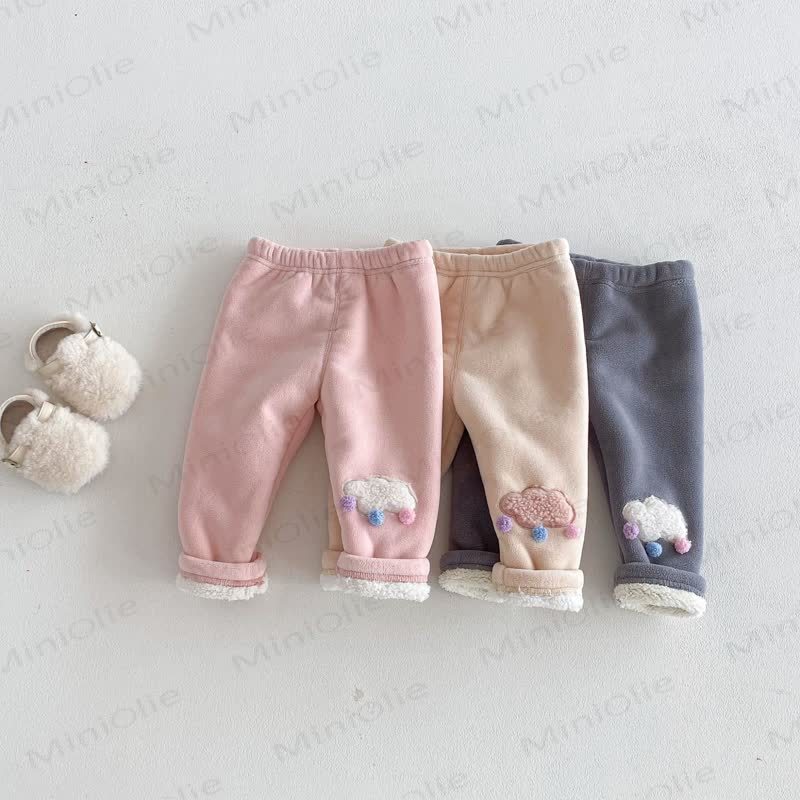 Baby Toddler Girl Clouds Fleece Lined Jogger Pants - image 3