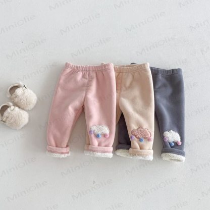 Baby Toddler Girl Clouds Fleece Lined Jogger Pants - image 3