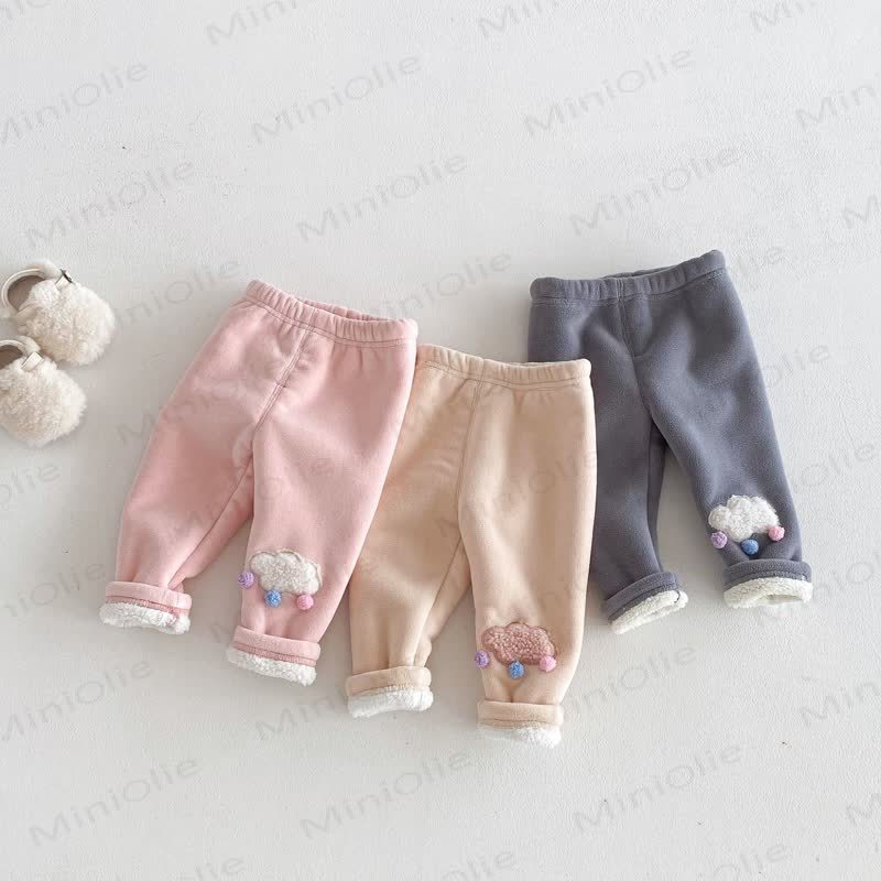 Baby Toddler Girl Clouds Fleece Lined Jogger Pants - image 1