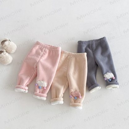 Baby Toddler Girl Clouds Fleece Lined Jogger Pants - image 1