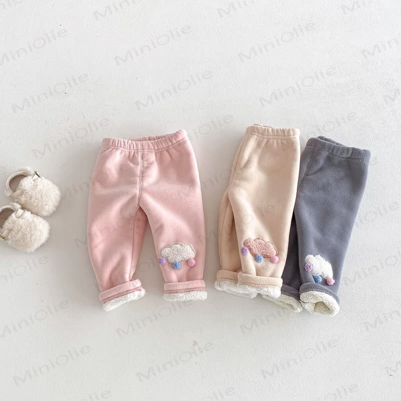 Baby Toddler Girl Clouds Fleece Lined Jogger Pants - image 4