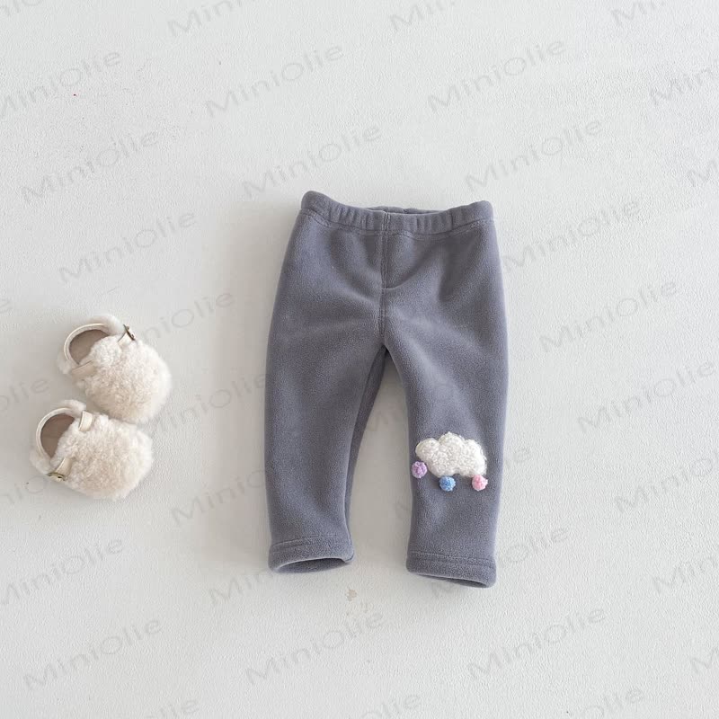 Baby Toddler Girl Clouds Fleece Lined Jogger Pants - Grey - 5-7T - image 6