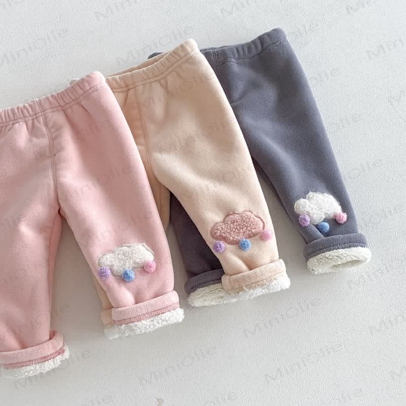 Baby Toddler Girl Clouds Fleece Lined Jogger Pants - image 10