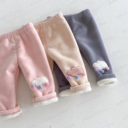 Baby Toddler Girl Clouds Fleece Lined Jogger Pants - image 10