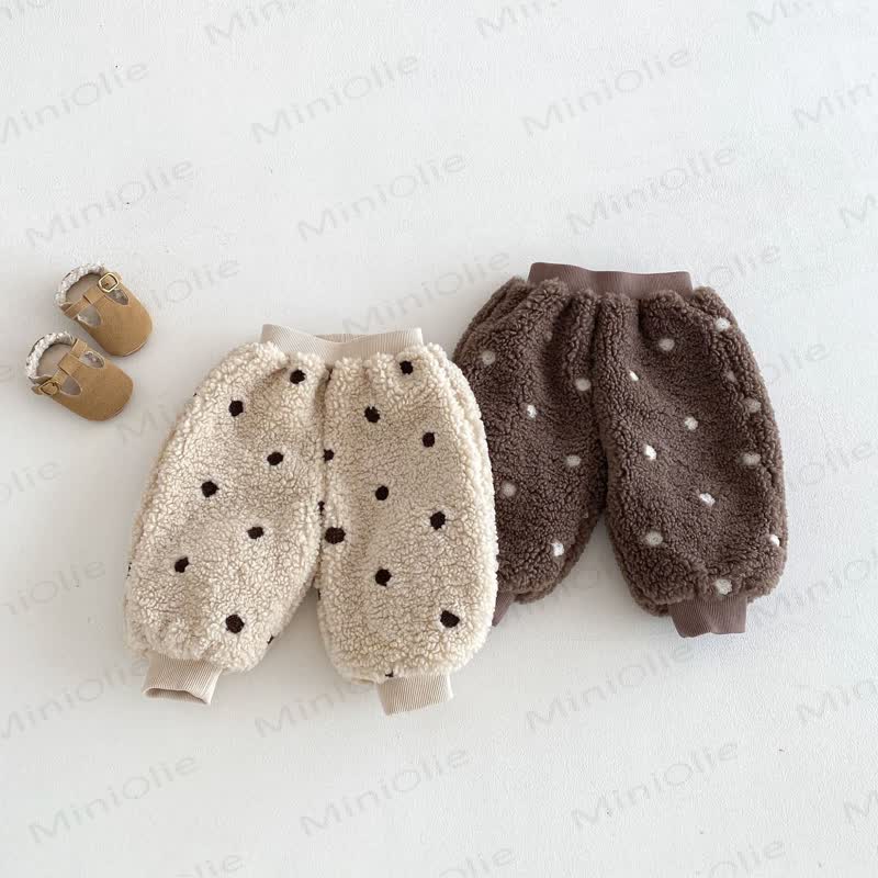 Baby Toddler Girl Dot Fleece Jogger Pants - image 1