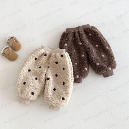Baby Toddler Girl Dot Fleece Jogger Pants - image 2
