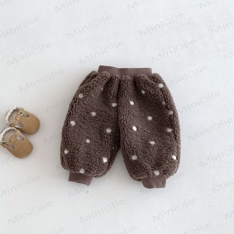 Baby Toddler Girl Dot Fleece Jogger Pants - Coffee - 5-7T - image 8
