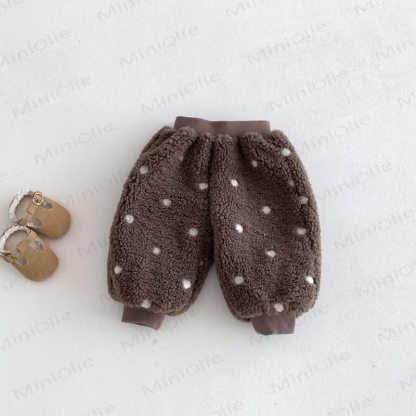Baby Toddler Girl Dot Fleece Jogger Pants - Coffee - 5-7T - image 8