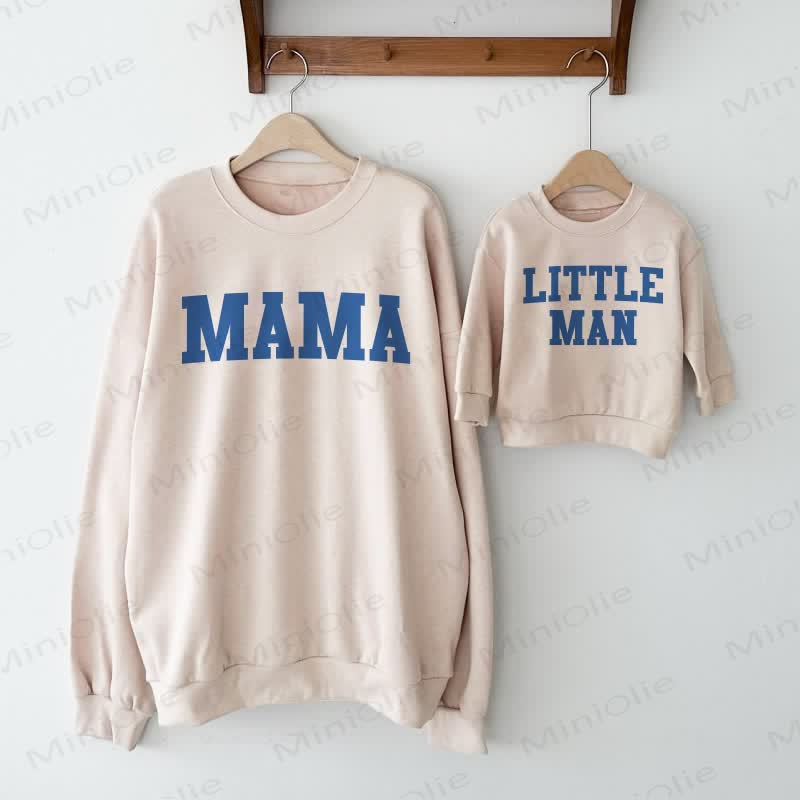 MAMA/LITTLE MAN Beige Family Sweatshirt - Beige - Adult Sweatshirt: XL - image 1