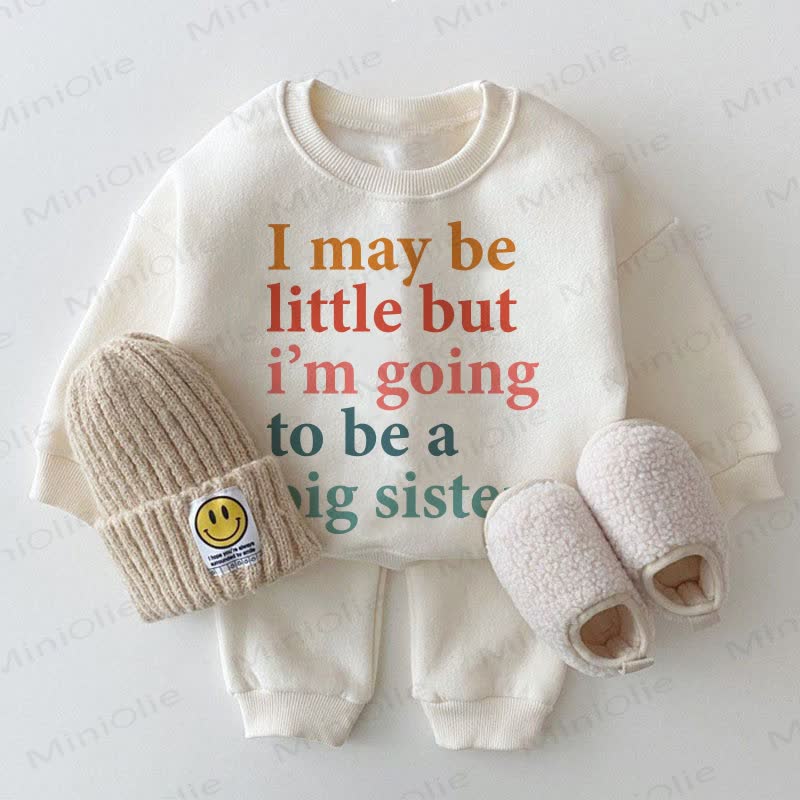 I MAY BE LITTLE BUT I'M GOING TO BE A BIG BROTHER/SISTER Baby 2-piece White Set - image 2