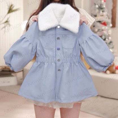 Toddler Girl Fleece Lined Blue Leather Dress - Blue Leather Dress - 5-7T - image 1