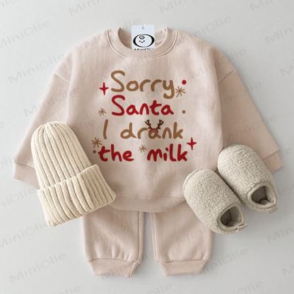SORRY SANTA I DRANK THE MILK Baby Beige 2-piece Set - Beige - 2-3T - image 1