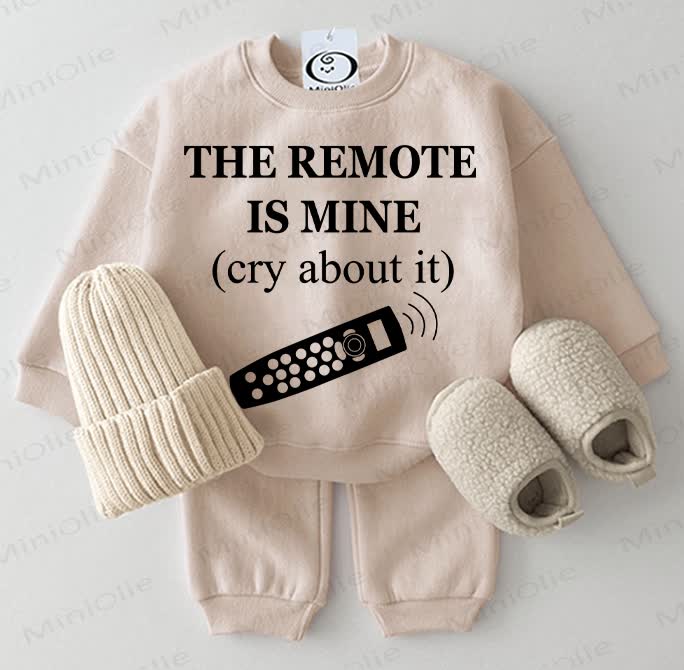 THE REMOTE IS MINE (CRY ABOUT IT) Baby Sweatshirt 2-piece Beige Set - Beige - 2-3T - image 1