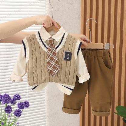 B Baby Toddler Boy Plaid 3-piece Set - image 8
