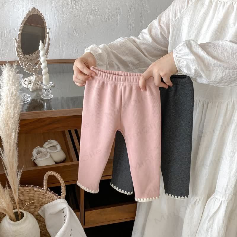 Baby Toddler Girl Knit Lace Fleece Lined Leggings - image 1
