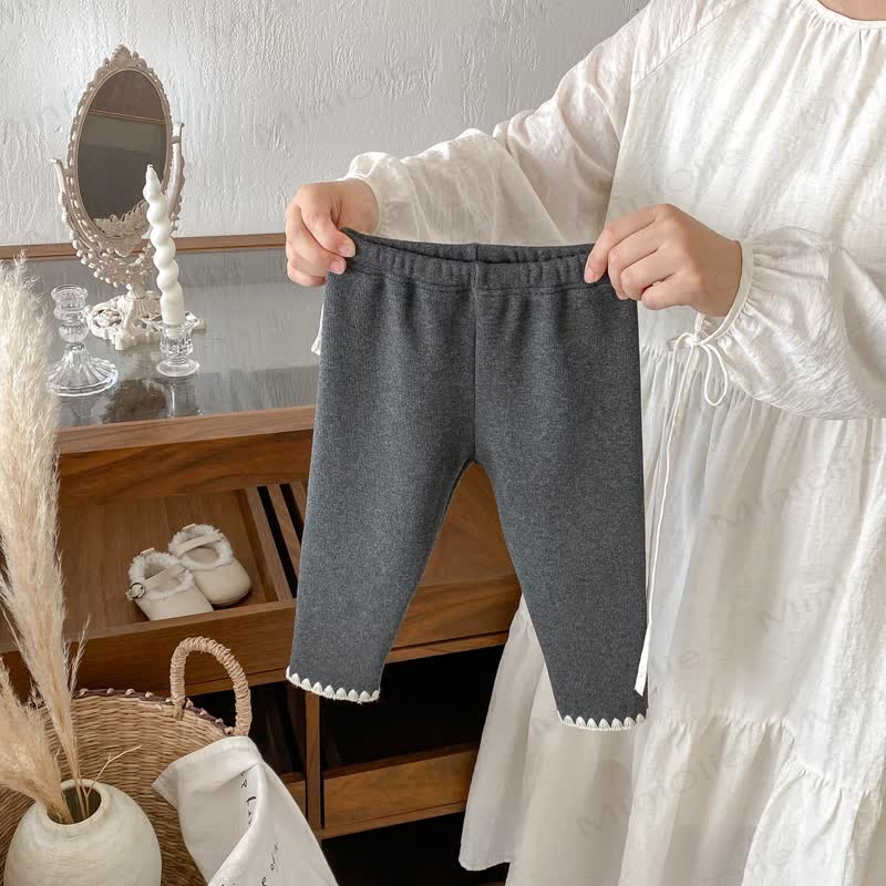 Baby Toddler Girl Knit Lace Fleece Lined Leggings - Black - 8Y - image 8