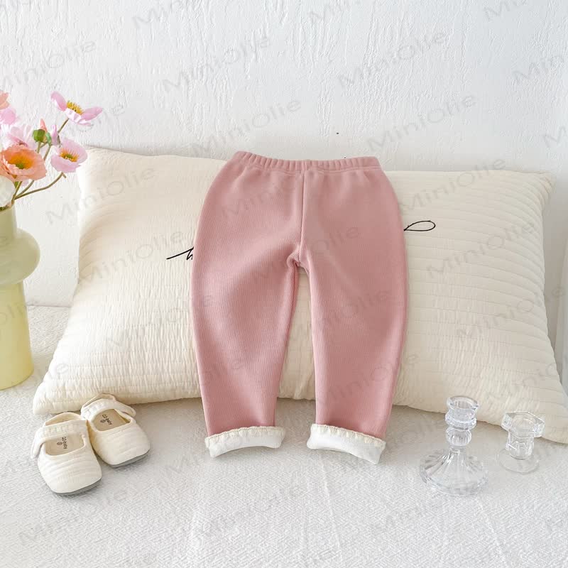 Baby Toddler Girl Knit Lace Fleece Lined Leggings - image 12