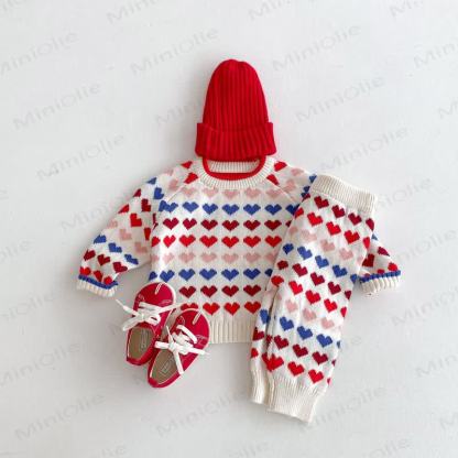 Baby Toddler Knit Colorful Heart Sweater & Pants - image 8
