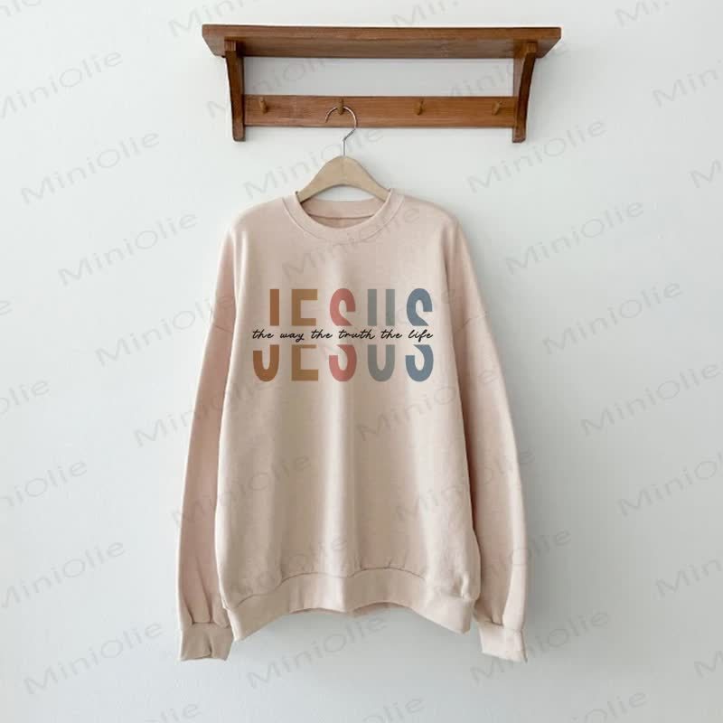 JESUS THE WAY THE TRUTH THE LIFE Baby Beige Family Sweatshirt - Beige - Adult Sweatshirt: XL - image 2