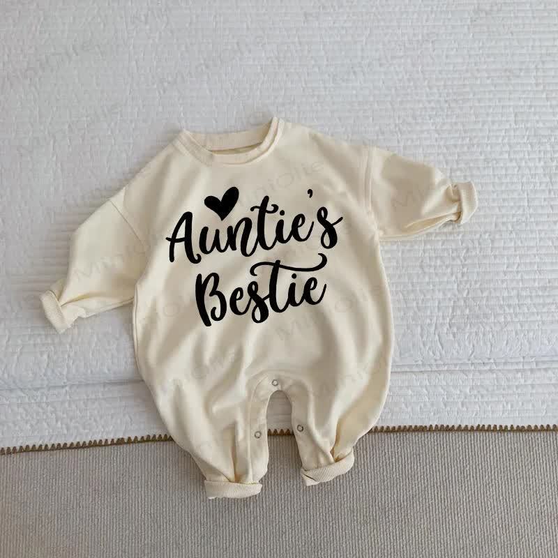 AUNTIE'S BESTIE Baby Toddler Heart Beige Romper - Beige - 2-3T - image 1