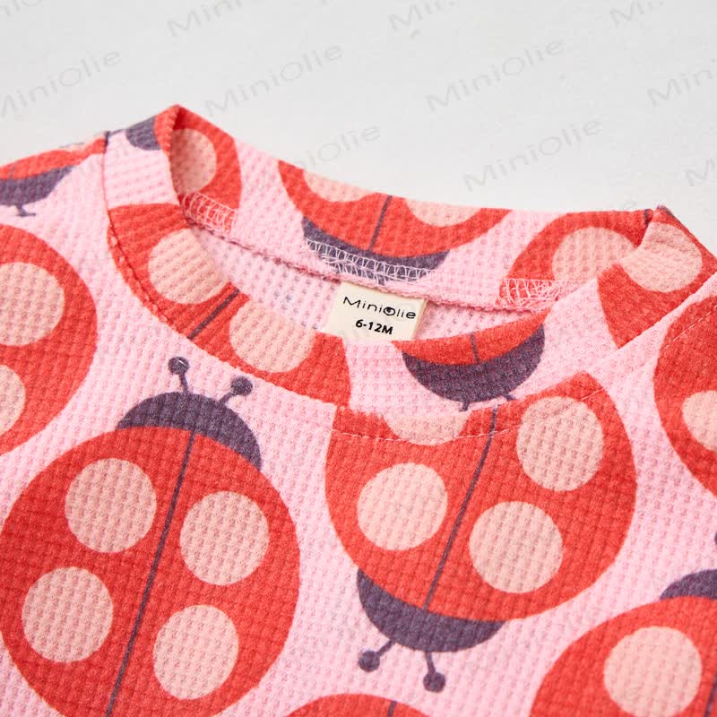 Baby Toddler Pink Ladybug Waffle 2-piece Set - image 5