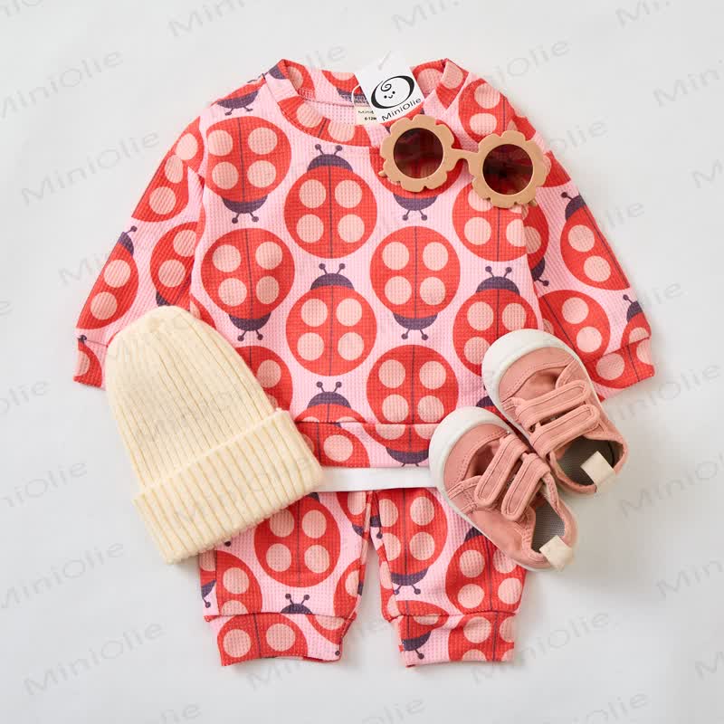 Baby Toddler Pink Ladybug Waffle 2-piece Set - image 2