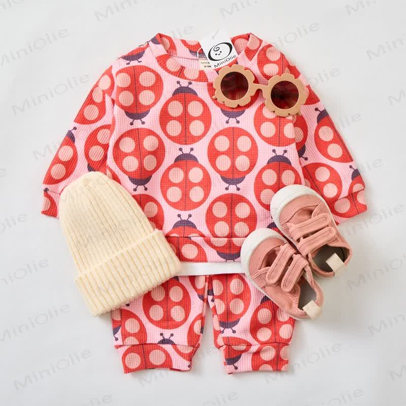 Baby Toddler Pink Ladybug Waffle 2-piece Set - image 2