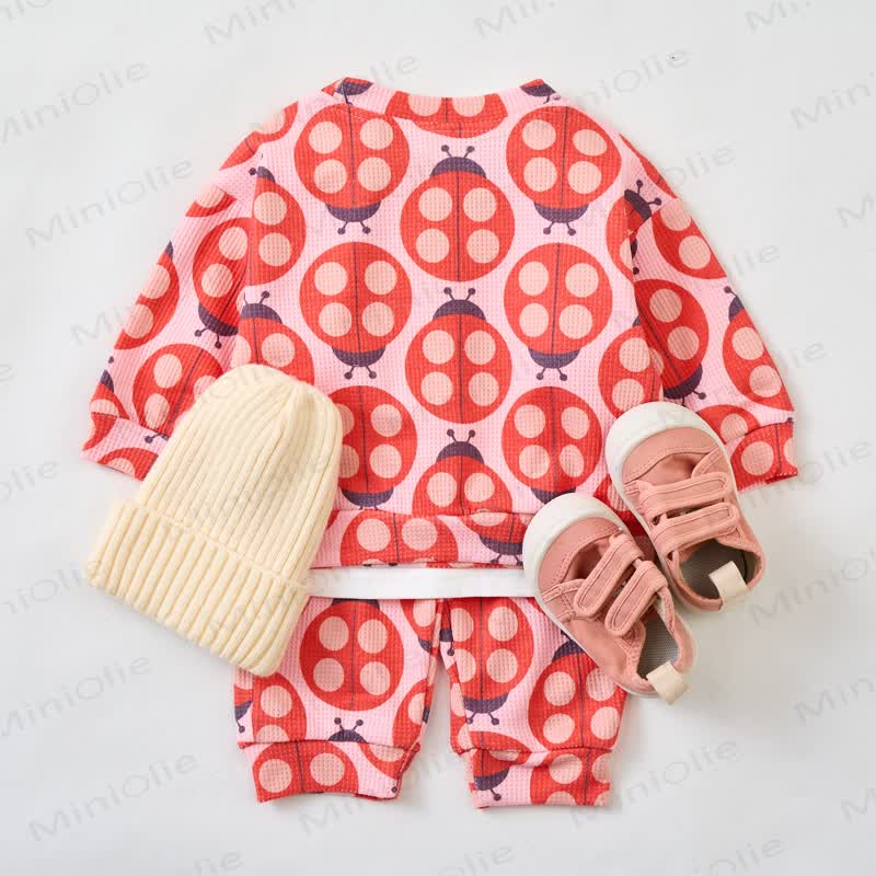 Baby Toddler Pink Ladybug Waffle 2-piece Set - image 4