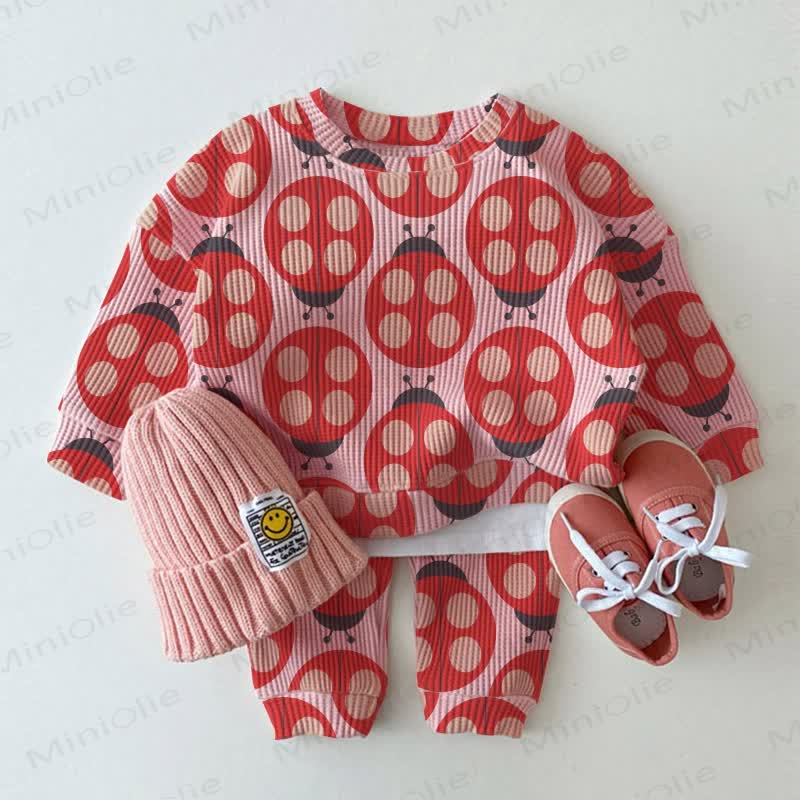Baby Toddler Pink Ladybug Waffle 2-piece Set - image 1