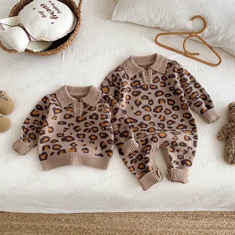 Baby Girl Knitted Leopard Print Sweater/Romper - image 2