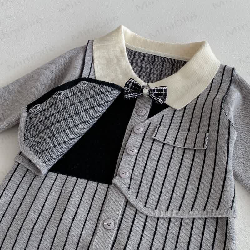 Baby Knit Bow Tie Gentleman Style Romper - image 7