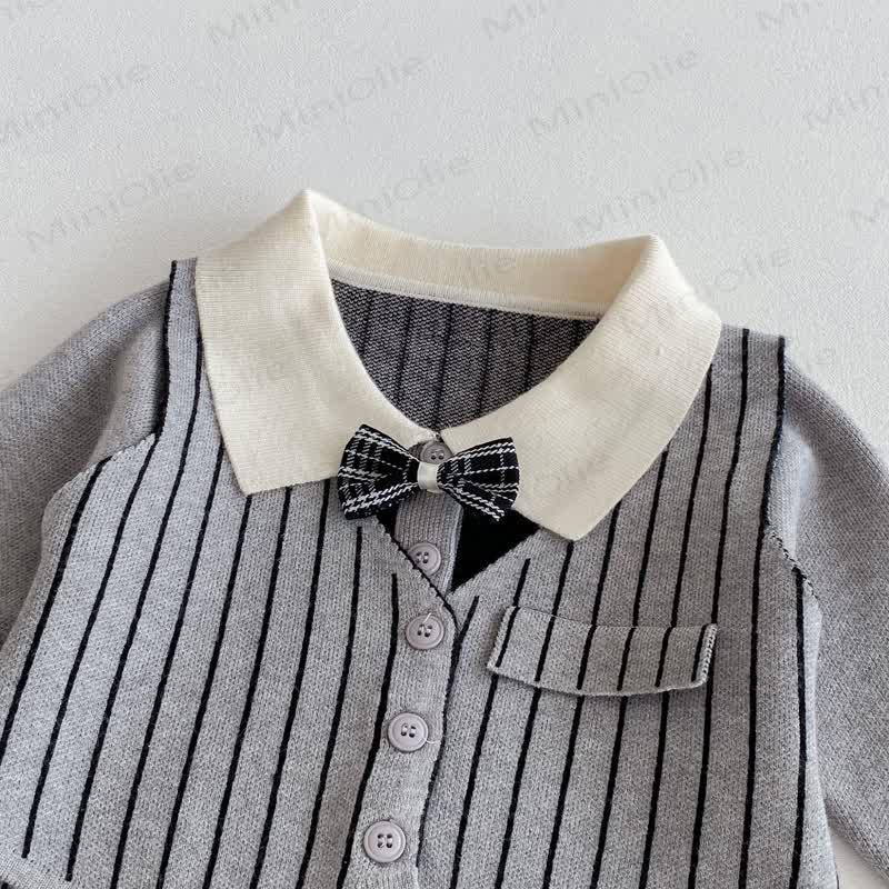 Baby Knit Bow Tie Gentleman Style Romper - image 5