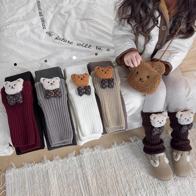 Toddler Kid Bear Bow Fleece Lined Leggings - image 2