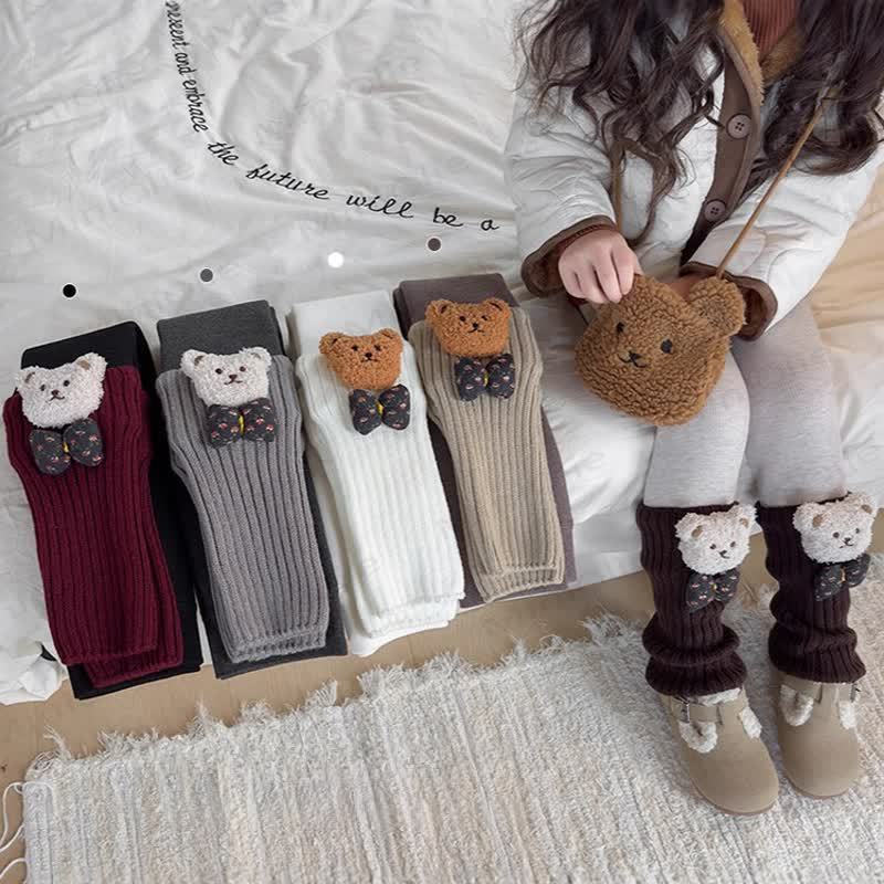 Toddler Kid Bear Bow Fleece Lined Leggings - image 2