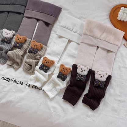 Toddler Kid Bear Bow Fleece Lined Leggings - image 1