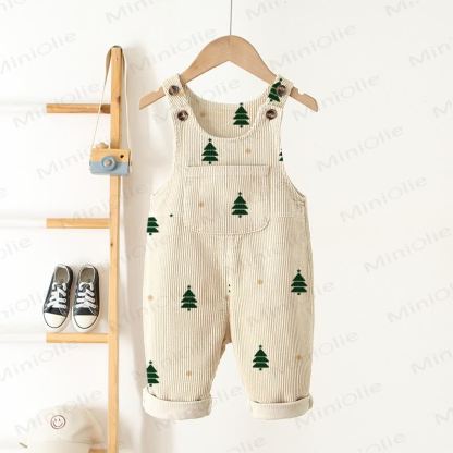 Baby Toddler Corduroy Christmas Tree Apricot Overalls - Apricot - 5-7T - image 1