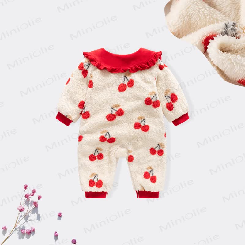 Baby Girl Arctic Velvet Cherry Romper - image 2